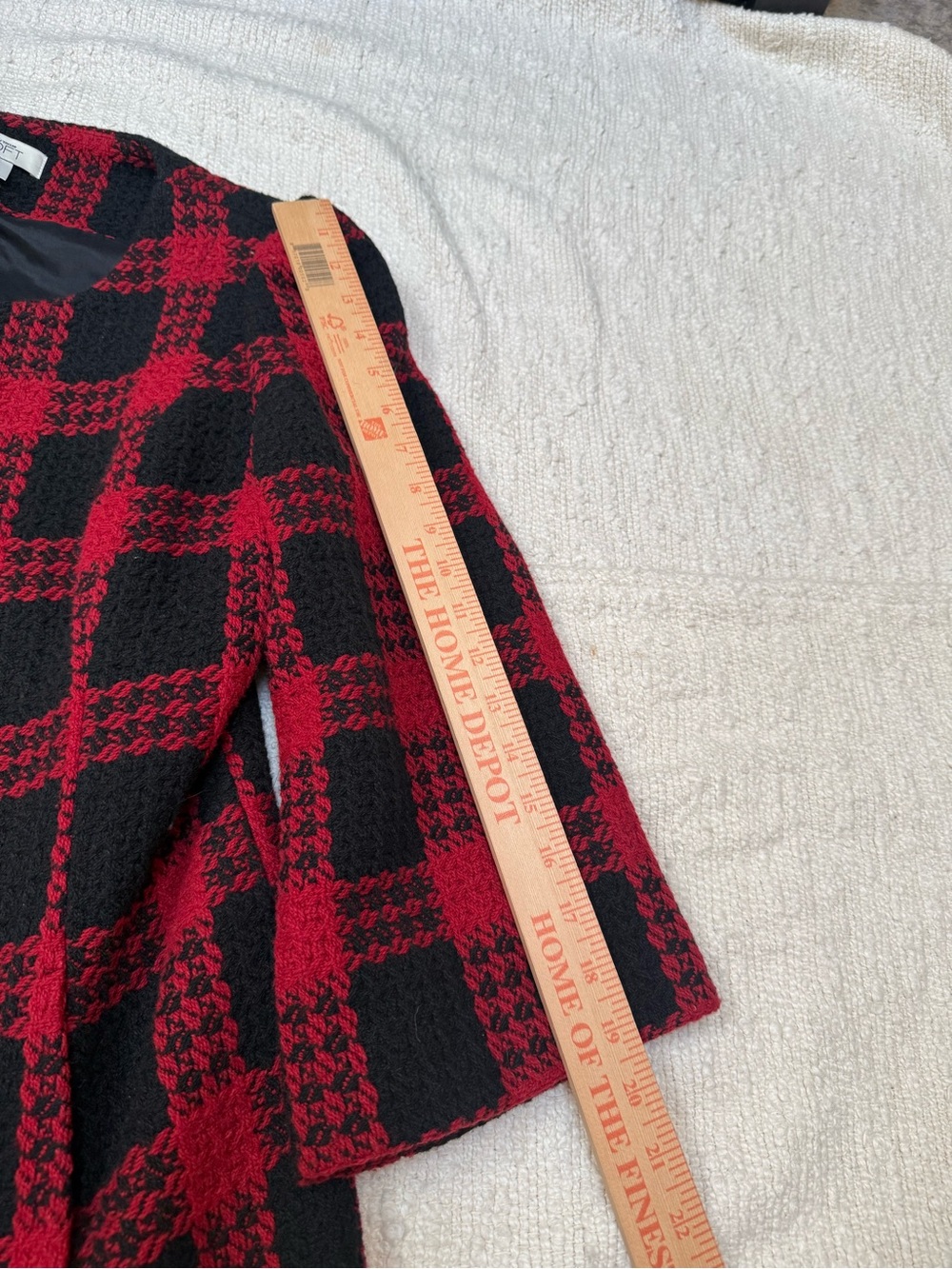 Ann Taylor LOFT Red And Black Plaid Coat Lined Flared Sleeves Size 6 - Picture 7 of 9